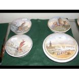 Four collectable Prattware pot lids including Roya