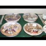 Four collectable Prattware pot lids including Stra