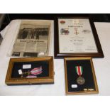 A Montecasino medal with certificate etc