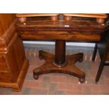 A mid 19th century rosewood fold-over card table o