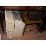 Two hanging wall shelves, occasional table,