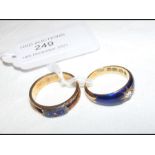 A diamond and enamel 18ct ring and one other
