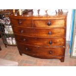A Victorian mahogany bow fronted chest of two shor