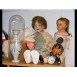A Pedigree mid 20th century doll, two other dolls,