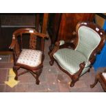 A Victorian style child's/dolls armchair, together