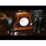 A 20cm high Edwardian mantel clock together with a