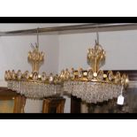 A pair of decorative crystal drop ceiling lights