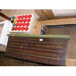 A vintage Wright & Co. snooker scoreboard, togethe