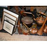 A combination of copper metal ware and antique fra