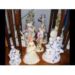 A collection of ceramic figures