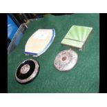 Four vintage ladies compacts including a 925 silver/gold wash green guilloche 1934