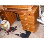 A pine dressing chest with triptych mirror