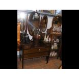 An inlaid mahogany well-top dressing table, with t