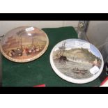 Two collectable Prattware pot lids including Exhib