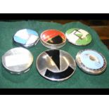 Six vintage round ladies compacts including Seidenette (USA)