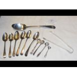 Silver serving spoon, serving spoons etc