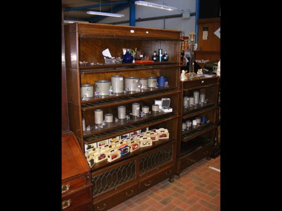 An oak five section Globe Wernicke style bookcase