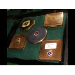 Five vintage military ladies compacts including Mascot, a square fleet air arm compact and others