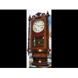 A 19th century inlaid drop-dial wall clock - 86cms