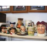 A selection of Royal Doulton character jugs and ot