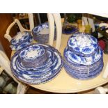 A late Victorian blue decorated dinner service