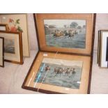 Two antique coloured horse racing prints