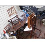 Garden table with folding chairs and small folding