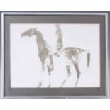 ELIZABETH FRINK LITHOGRAPH “The Gray Rider” 25 by 31cms unsigned mounted and in silvered metal