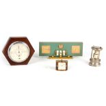 A COLLECTION OF CLOCKS COMPRISING A 1960'S DESK COMPENDIUM BY LANCEL, PARIS comprising of a clock,