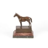 A 20TH CENTURY BRONZE SCULPTURE OF A HORSE MOUNTED ON A RECTANGULAR PLINTH SIGNED ANDRE with moulded