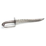 AN EARLY 19TH CENTURY STEEL MAMELUKE DAGGER/SHORT SWORD with pierced handguard and fullered shaped