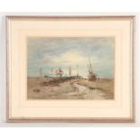 OLIVER SILK 1882-1928. WATERCOLOUR Hoylake, Wirral Coastal scene 25cm high, 36cm wide - signed and