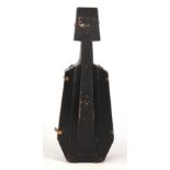 AN 19TH CENTURY EBONISED WOOD CELLO CASE with velvet lined interior 133cm high