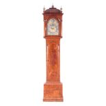 JOSEPH DAVIS, LONDON AN EARLY 18TH CENTURY BURR WALNUT LONGCASE CLOCK with caddy top pediment