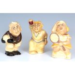 A GROUP OF THREE H J WOOD HUMOROUS SPORTING CHARACTER JUGS depicting a cricketer, footballer and