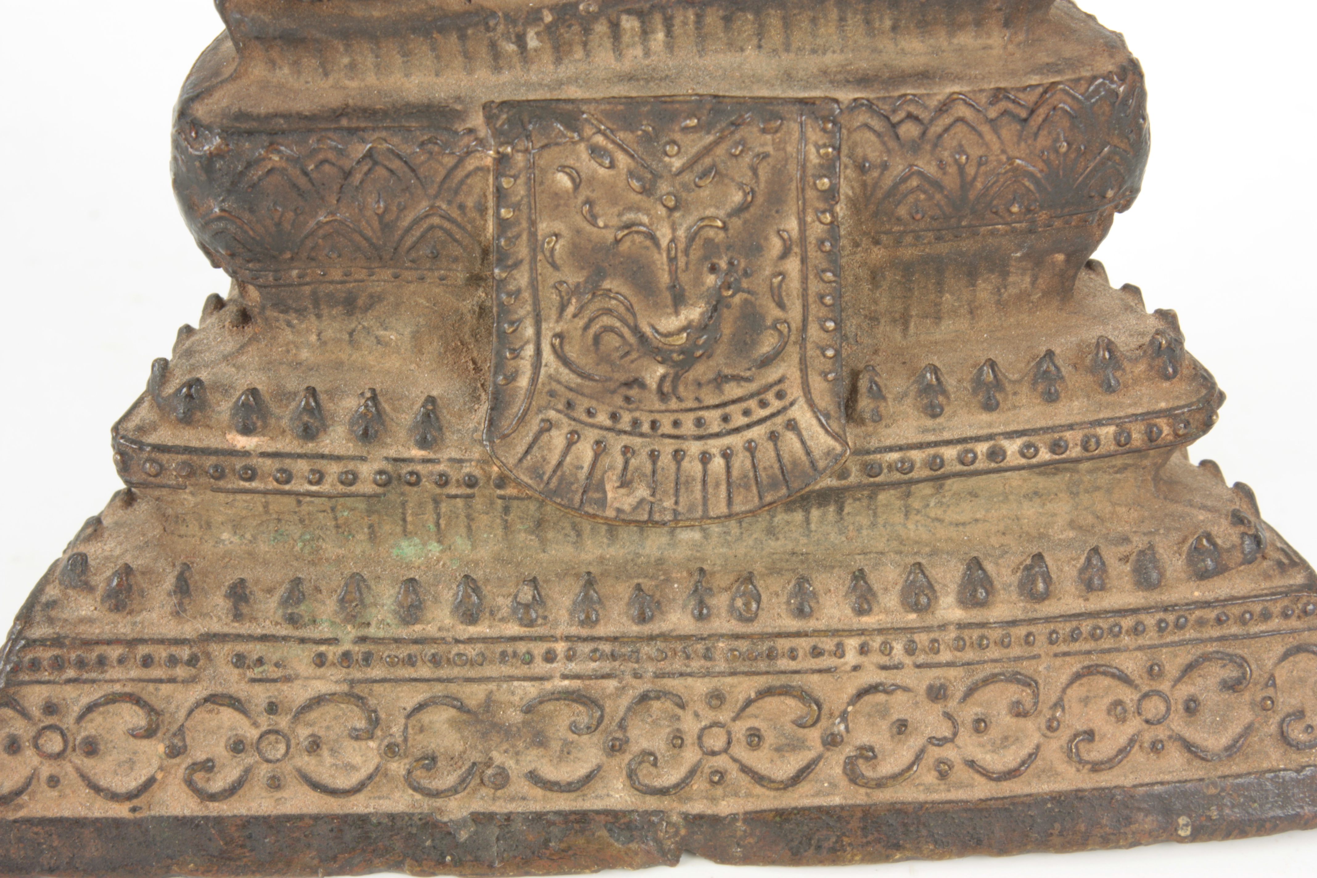 A TIBETAN BRONZE SEATED BUDDHA 14cm high. - Image 4 of 6