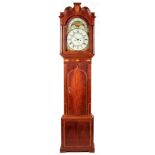 A LATE GEORGE III EIGHT-DAY FIGURED MAHOGANY LONGCASE CLOCK the case with shell inlaid panels and