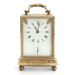 HENRY & CIE A PARIS AN UNUSUAL 19TH CENTURY FRENCH BRASS CARRIAGE TIMEPIECE with overall cast