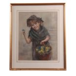 SIR LESLEY WARD 1851-1922 A LATE 19TH CENTURY PASTEL PORTRAIT 'The Flower Girl' signed and dated 85.