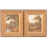 HENRY MALDMAN 1892, A PAIR OF LATE 19TH CENTURY OILS ON MAHOGANY PANELS Tree lined landscape at