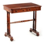 A REGENCY FIGURED ROSEWOOD WRITING TABLE IN THE MANNER OF GILLOWS with two narrow front drawers