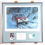 A LIMITED EDITION MONTE CARLO RALLY 1964 PRINT BY NICHOLAS WATTS SIGNED BY PADDY HOPKIRK, NICHOLAS