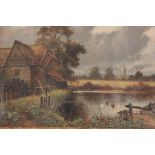 JOHN SYER - OIL ON CANVAS LAID ON BOARD "The Mill Pond" 35.5cm high 51.5cm wide signed - vine