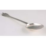 A WILLIAM AND MARY SILVER TREFID SPOON, London 1692, 19cm long.