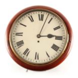 A19TH CENTURY MAHOGANY FUSEE WALL CLOCK having a moulded surround and brass glazed bezel enclosing a