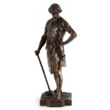 EMILE LOUIS PICAULT. A LARGE LATE 19TH CENTURY FRENCH FIGURAL PATINATED BRONZE SCULPTURE titled to