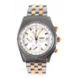 A GENTLEMAN'S BREITLING CHRONOGRAPH WRISTWATCH REF. B13352 on original bracelet, the white dial with
