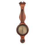 FRIGERIO PASTORELLI & CO. A GEORGE III INLAID WHEEL BAROMETER WITH WOOD BEZEL the architectural