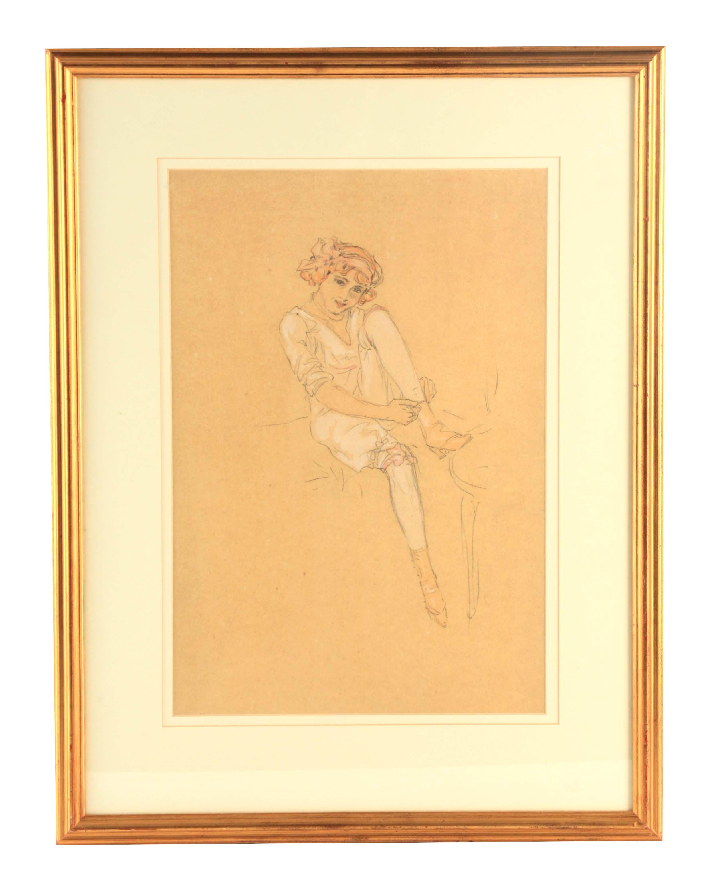 RAPHAEL KIRCHNER. WATERCOLOUR AND PENCIL. 'The Artist's Wife' 46.5cm high, 31.5cm wide - unsigned