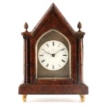 VINER, 235 REGENT STREET, LONDON. A SMALL MID 19TH CENTURY BURR OAK FUSEE MANTEL CLOCK the